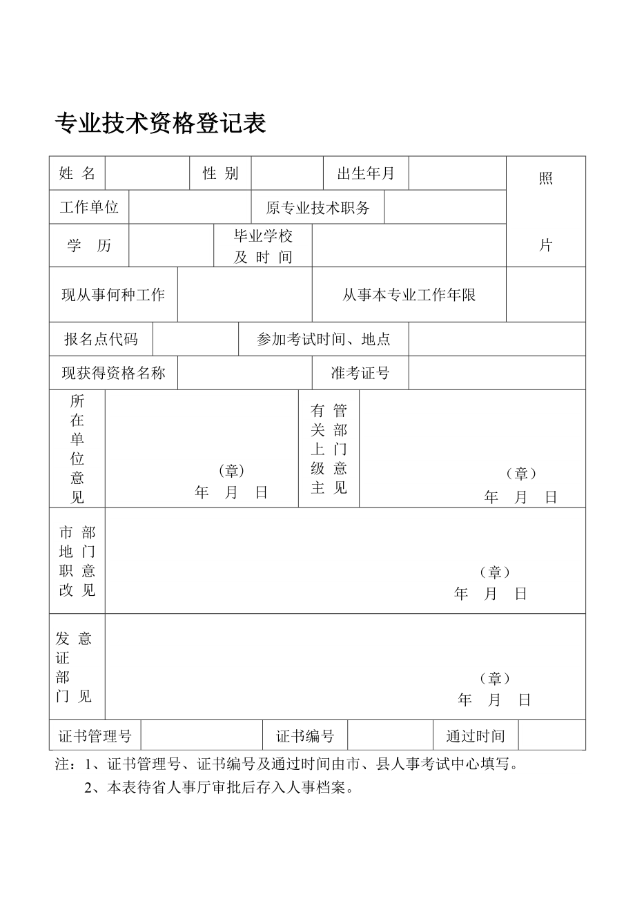 专业技术资格登记表.doc_第1页