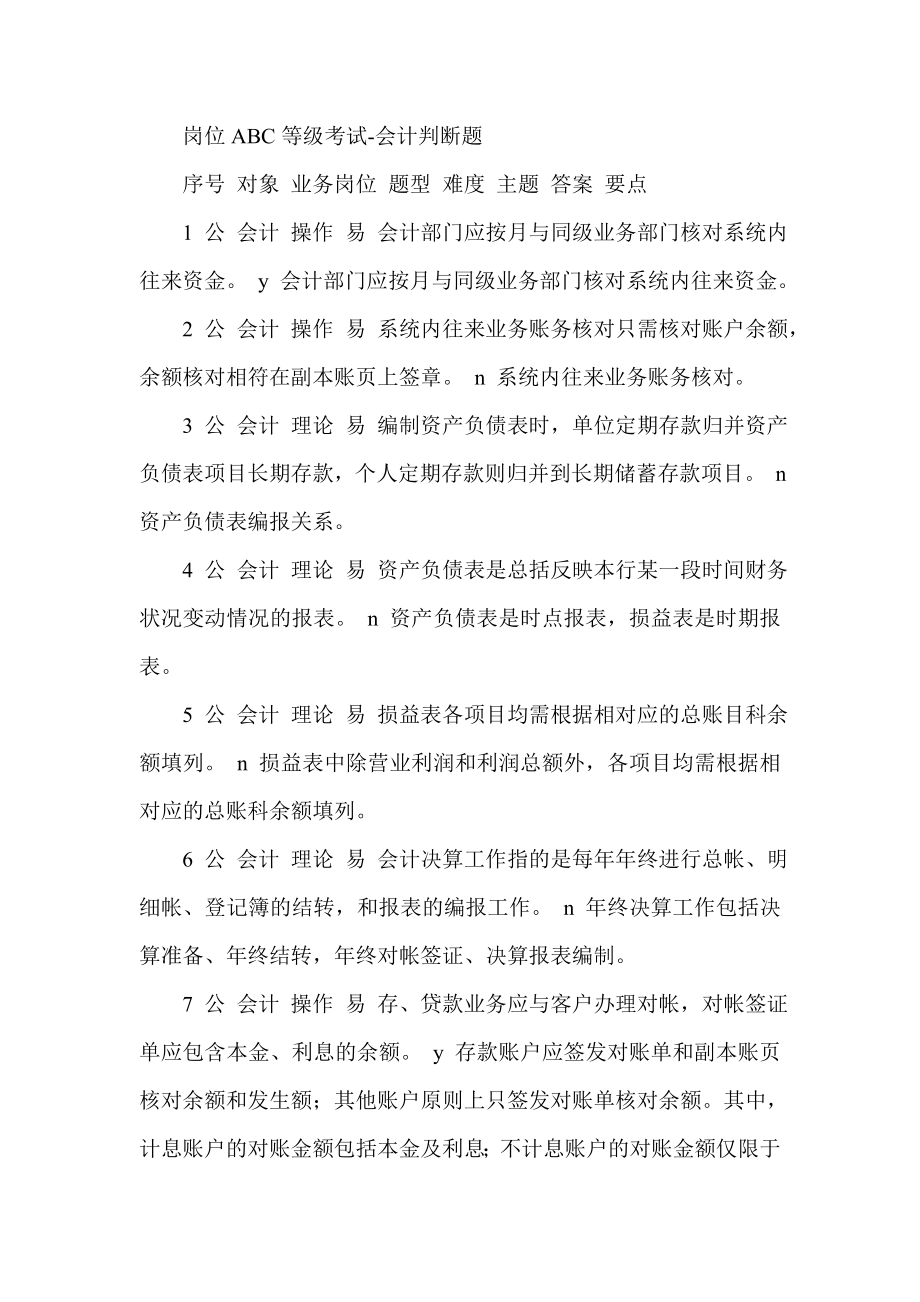 银行岗位ABC等级考试会计判断题.doc_第1页