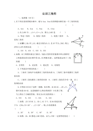 北师大版七年级数学下册练习题《认识三角形》同步练习.doc