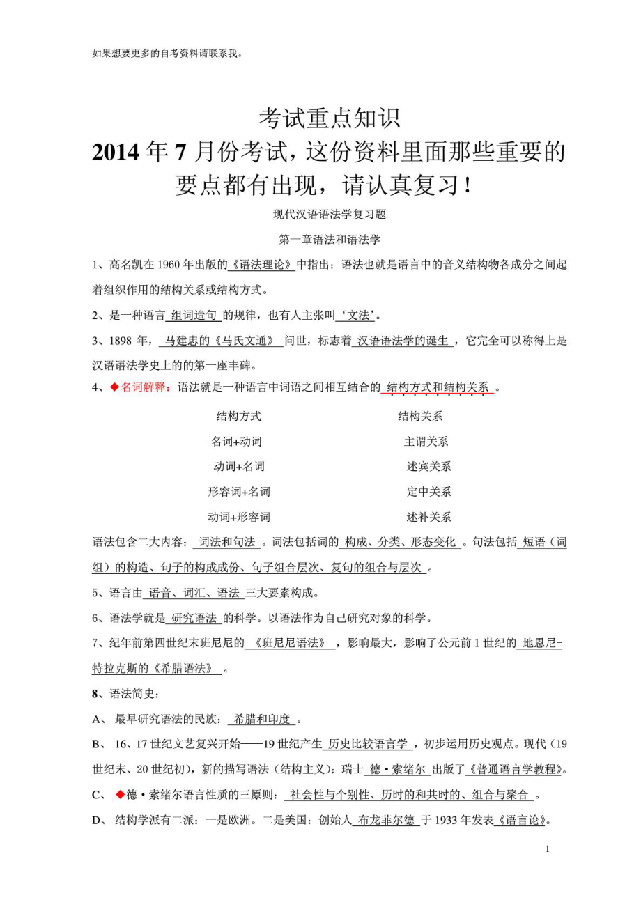 自考现代汉语语法研究重点温习资料(必过)[新版].doc_第2页