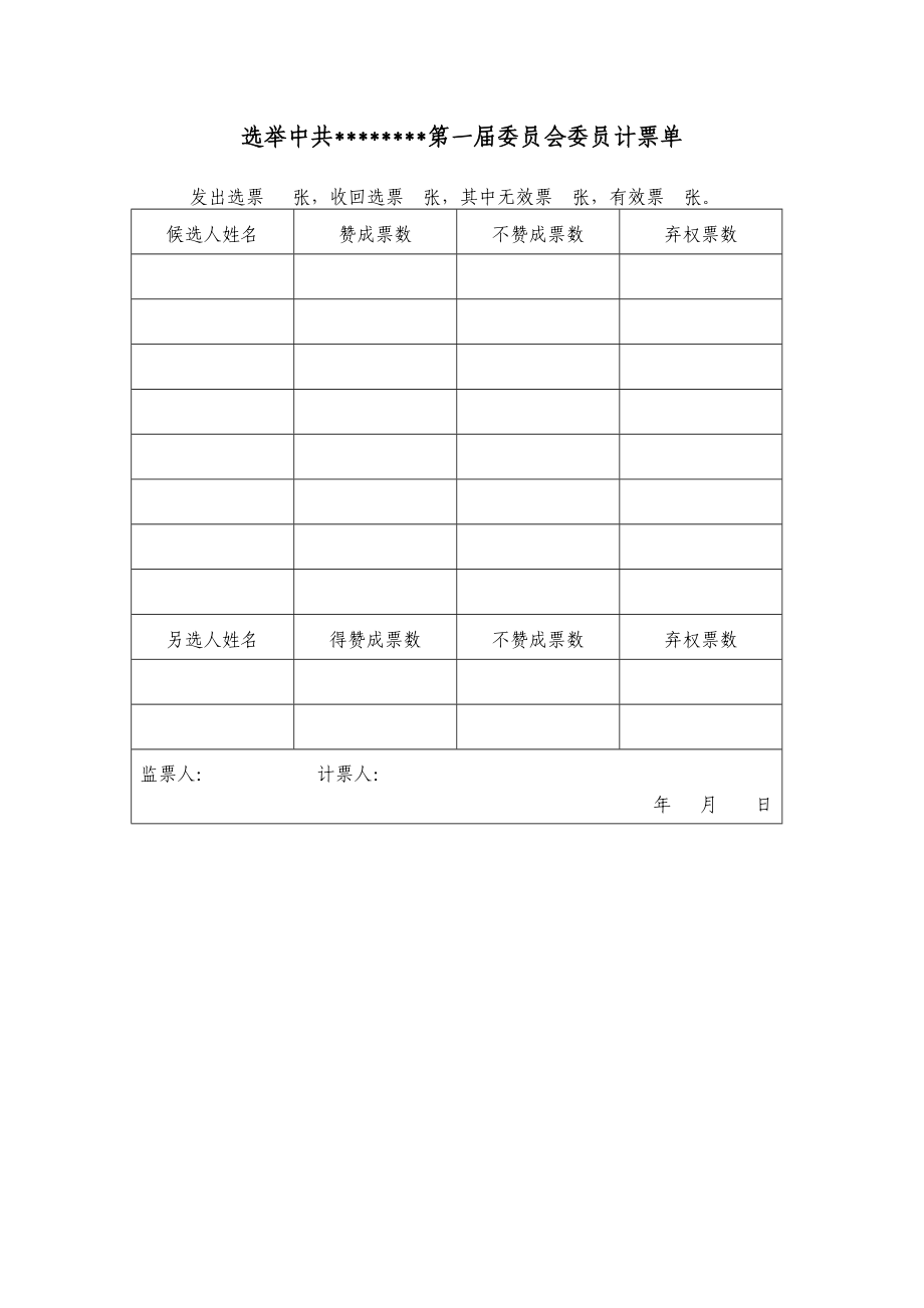 党员代表大会选票模板1.doc_第2页