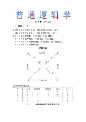 自考普通逻辑学知识点及公式.doc