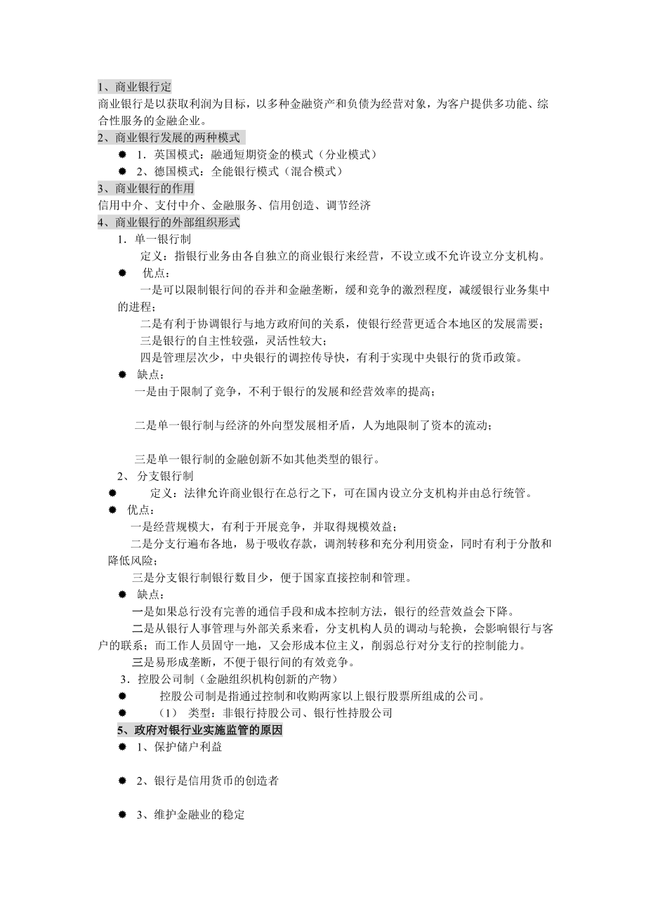 商业银行经营学期末复习重点.doc_第1页