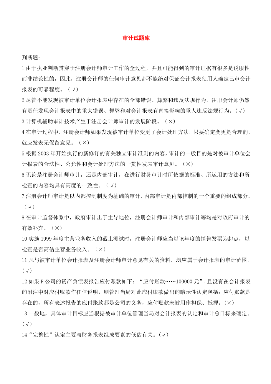 邮政储蓄银行招聘考试审计学试卷及答案.doc_第1页