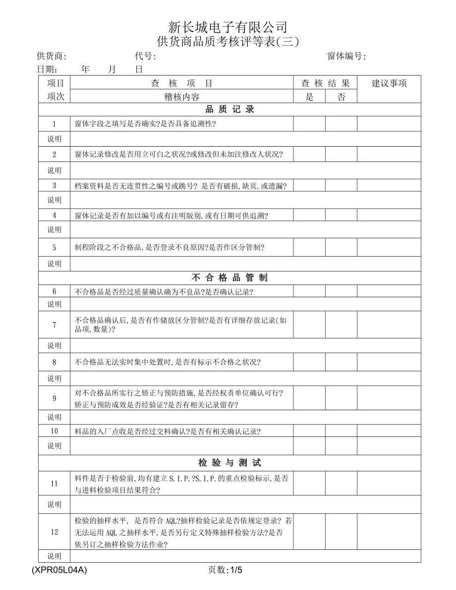 供应商品质考核等级表全套.doc_第1页