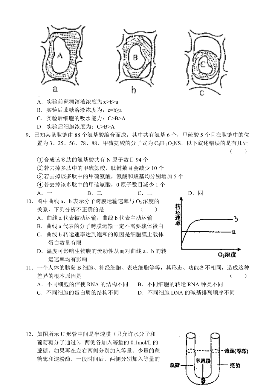 信阳市高三第一次调研考试(生物).doc_第3页