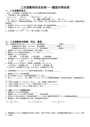 二次函数知识点总结材料——题型分类总结材料.doc