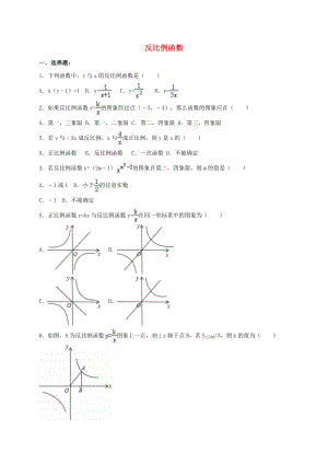 中考数学专题练习反比例函数含解析含答案.doc