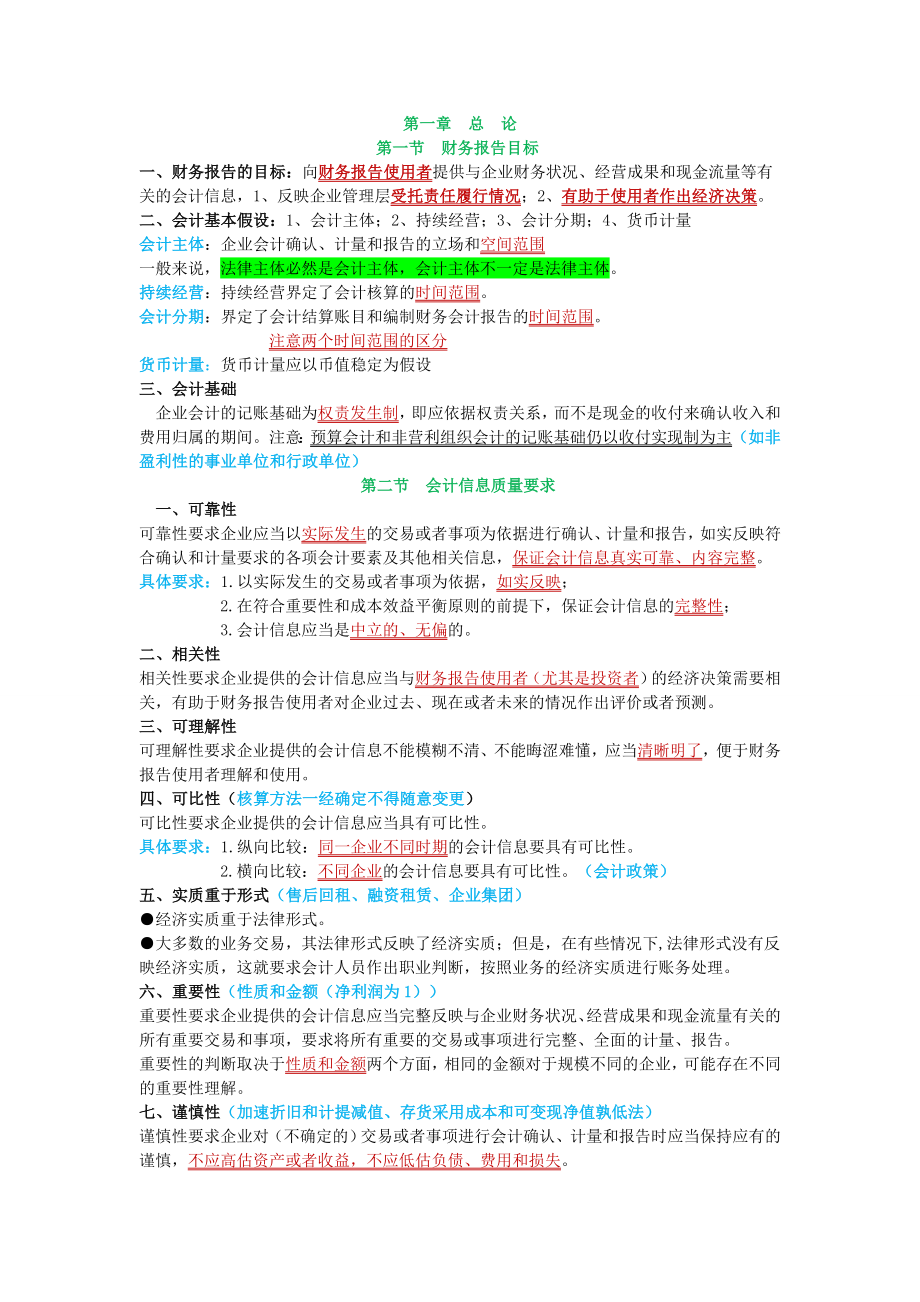 中级会计师考试中级会计实务个人学习笔记精编依据老师课件、历真题及教材精编整理版.doc_第1页