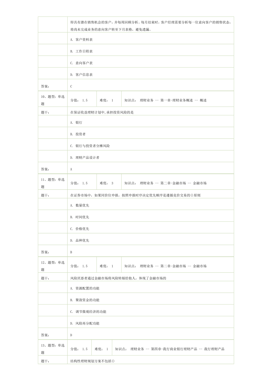 邮政银行理财经理岗位(初级)资格考试—模拟卷.doc_第3页