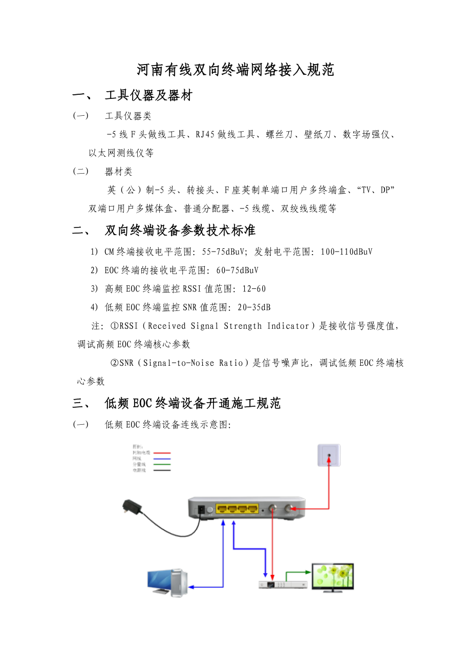 河南有线双向终端网络接入规范.doc_第1页