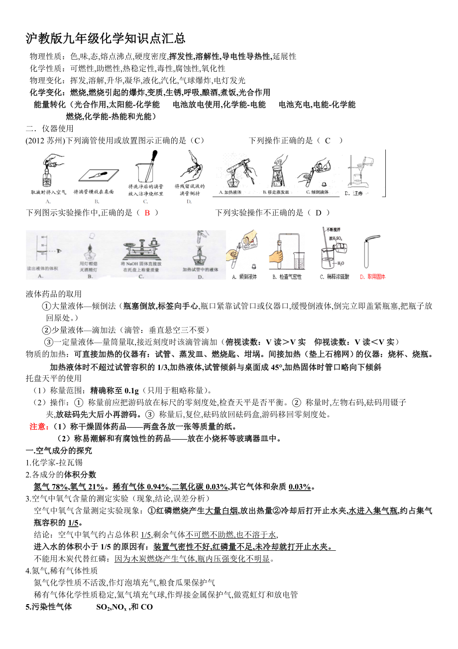 沪教版九年级化学知识点汇总.doc_第1页