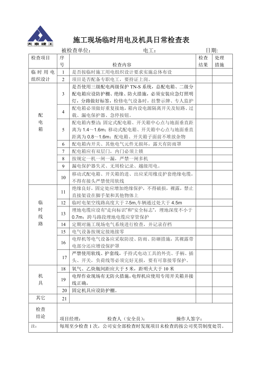 塔吊日常检查表汇总.doc_第3页