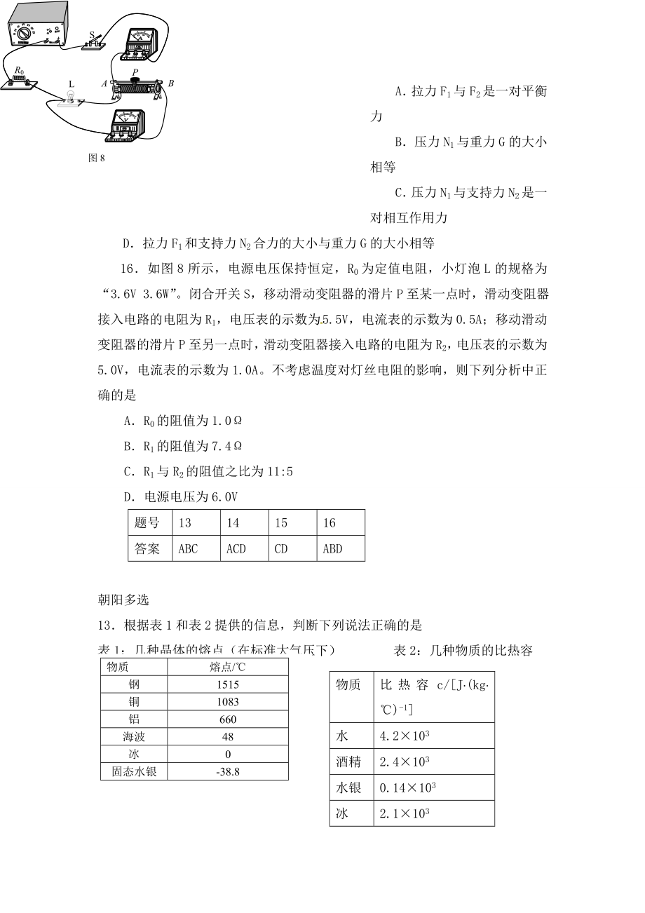 北京市2020年中考物理一模分类汇编-多选题.doc_第2页