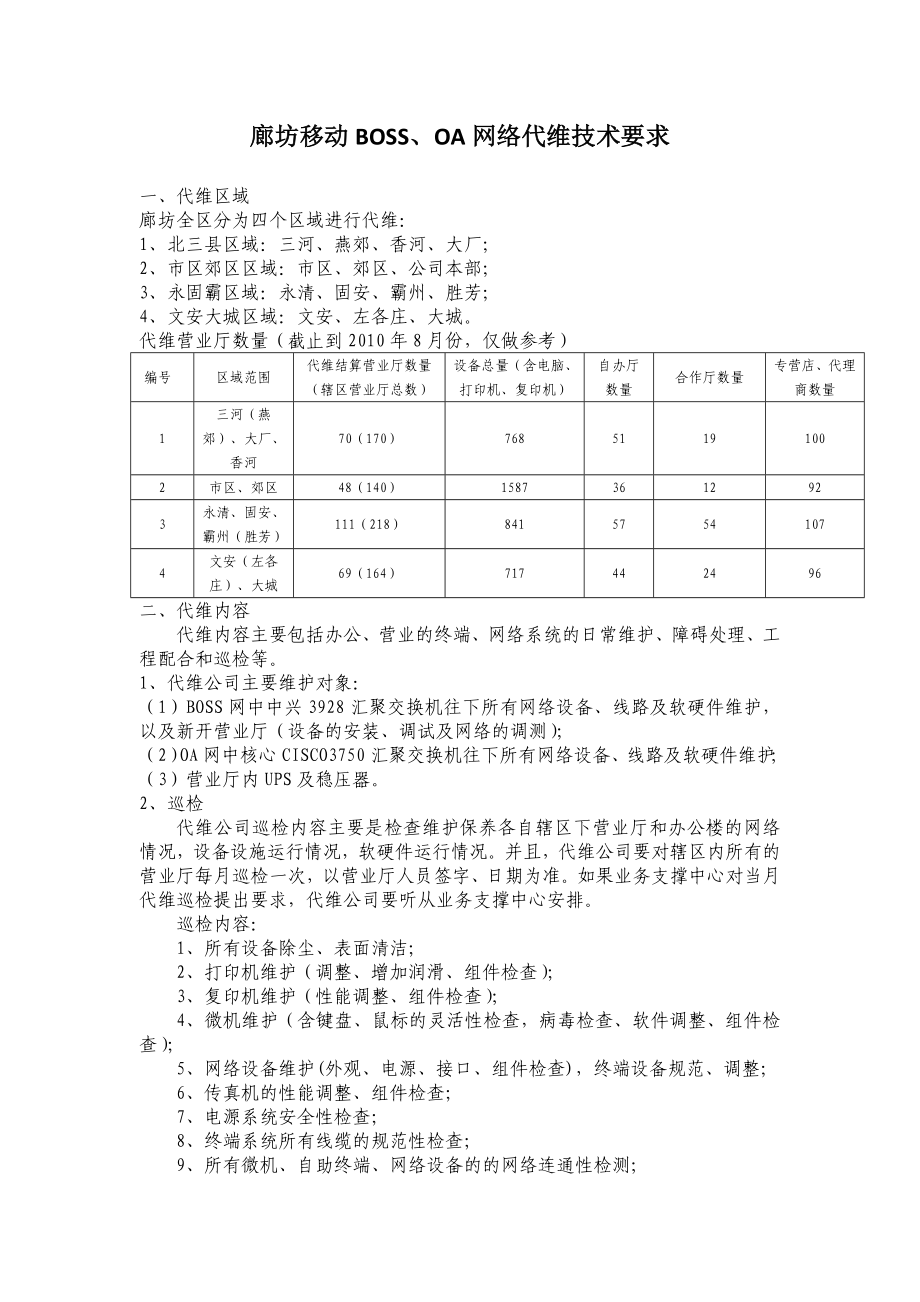 廊坊移动BOSS、OA网络代维技术要求.doc_第1页