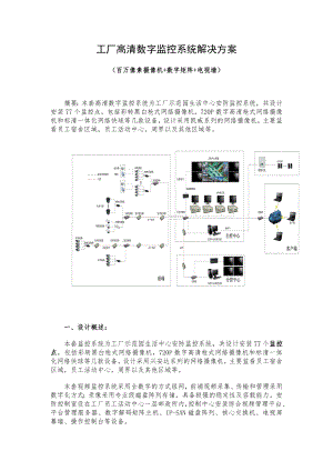 工厂高清数字监控系统解决方案百万像素摄像机+数字矩阵+电视墙.doc