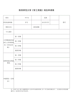 陕西师范大学《学工简报》岗位申请表.docx