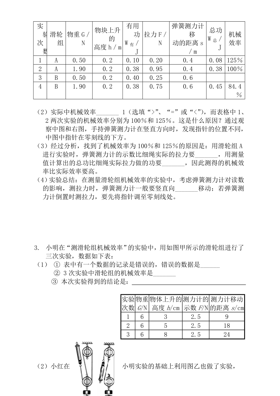 测滑轮组的机械效率典型题易错题.doc_第2页