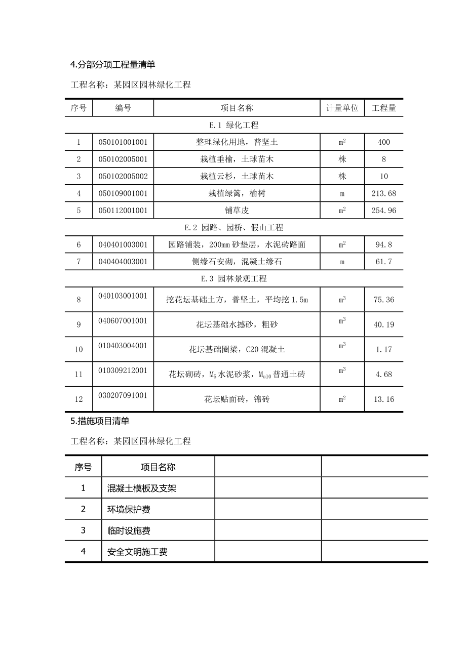 某园区绿化工程工程量清单实例汇总.doc_第3页