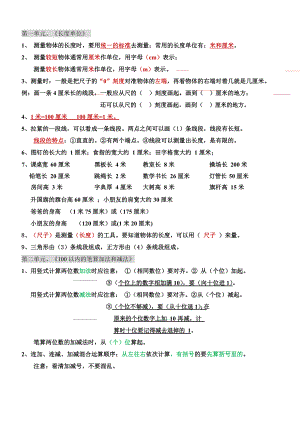 小学二年级上册数学知识点归纳总结.docx