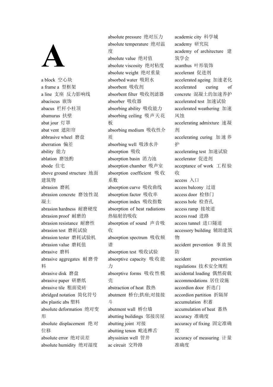 建筑学专业英语词汇汇总.doc_第1页