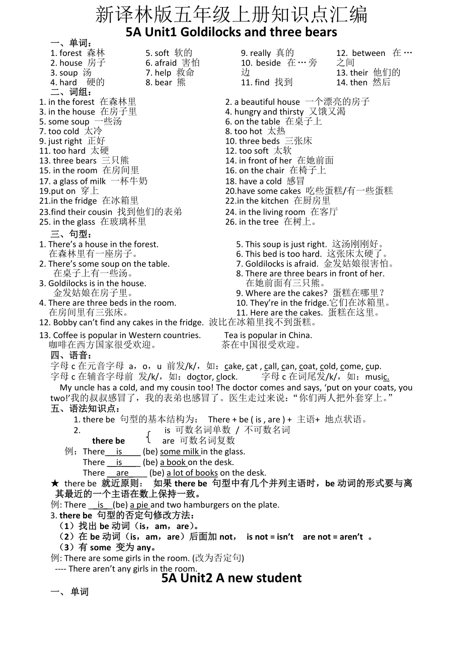 新译林版五年级上册知识点汇编.doc_第1页