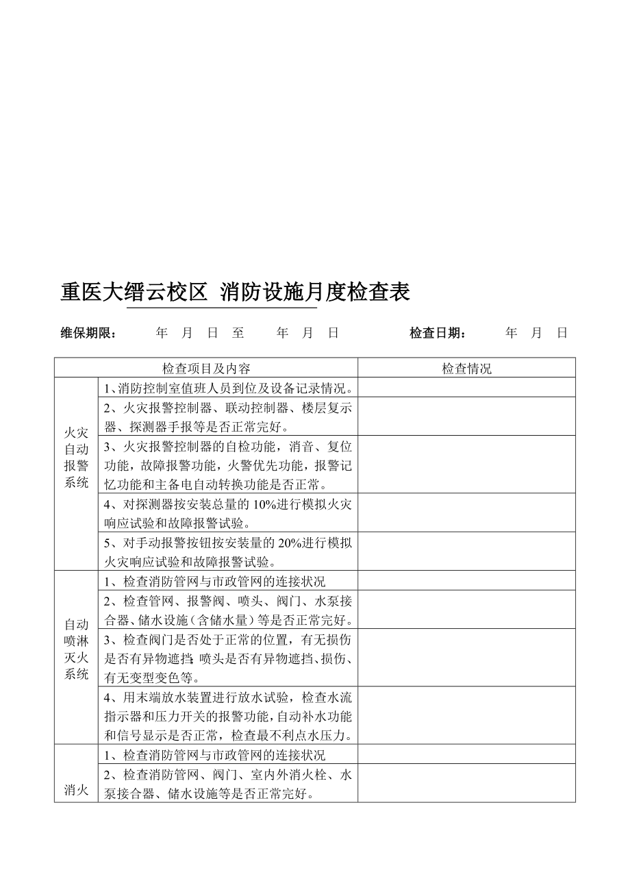 [宝典]消防举动办法月季度检查表.doc_第1页