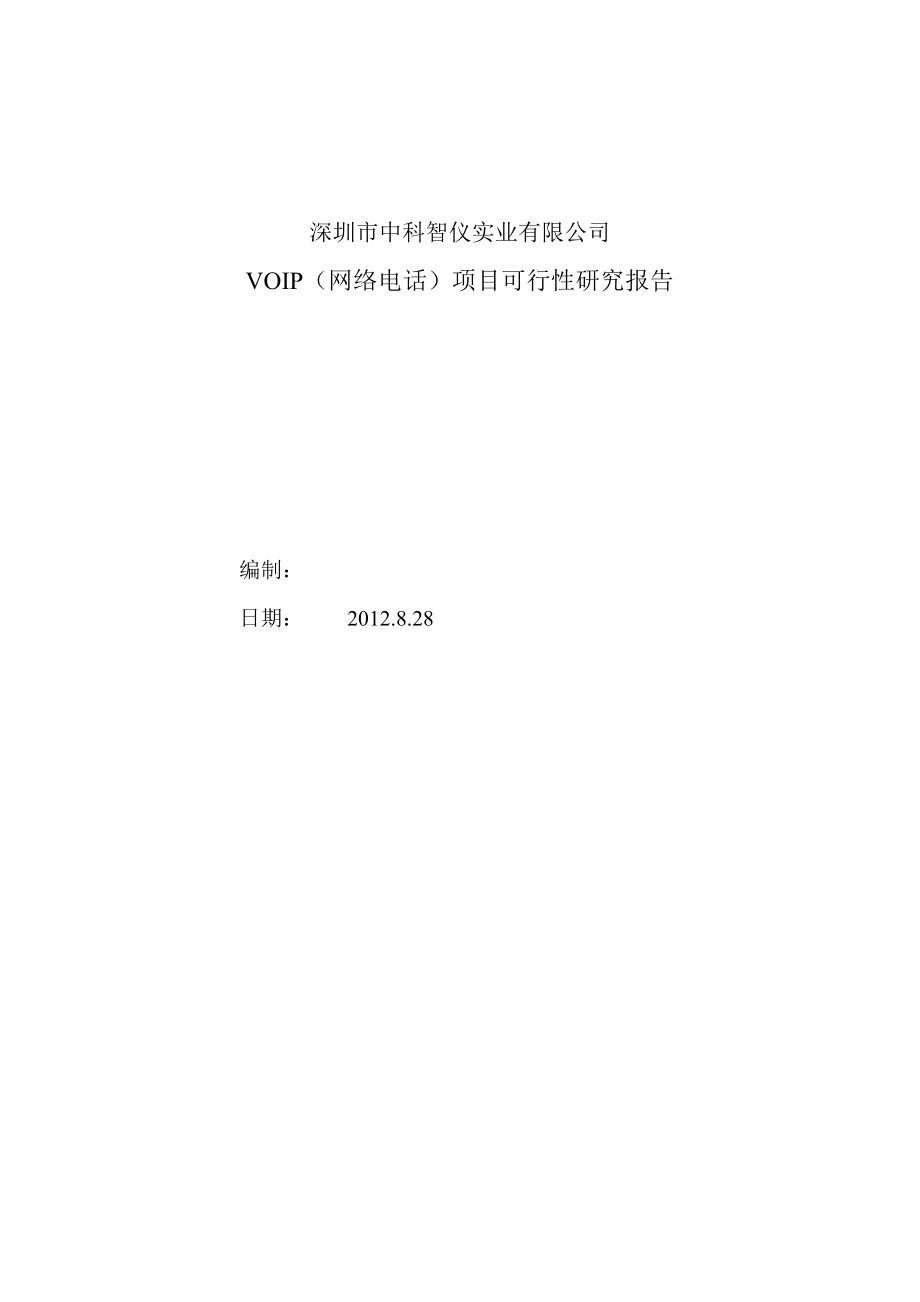 VOIP（网络电话）项目可行性研究报告.doc_第1页