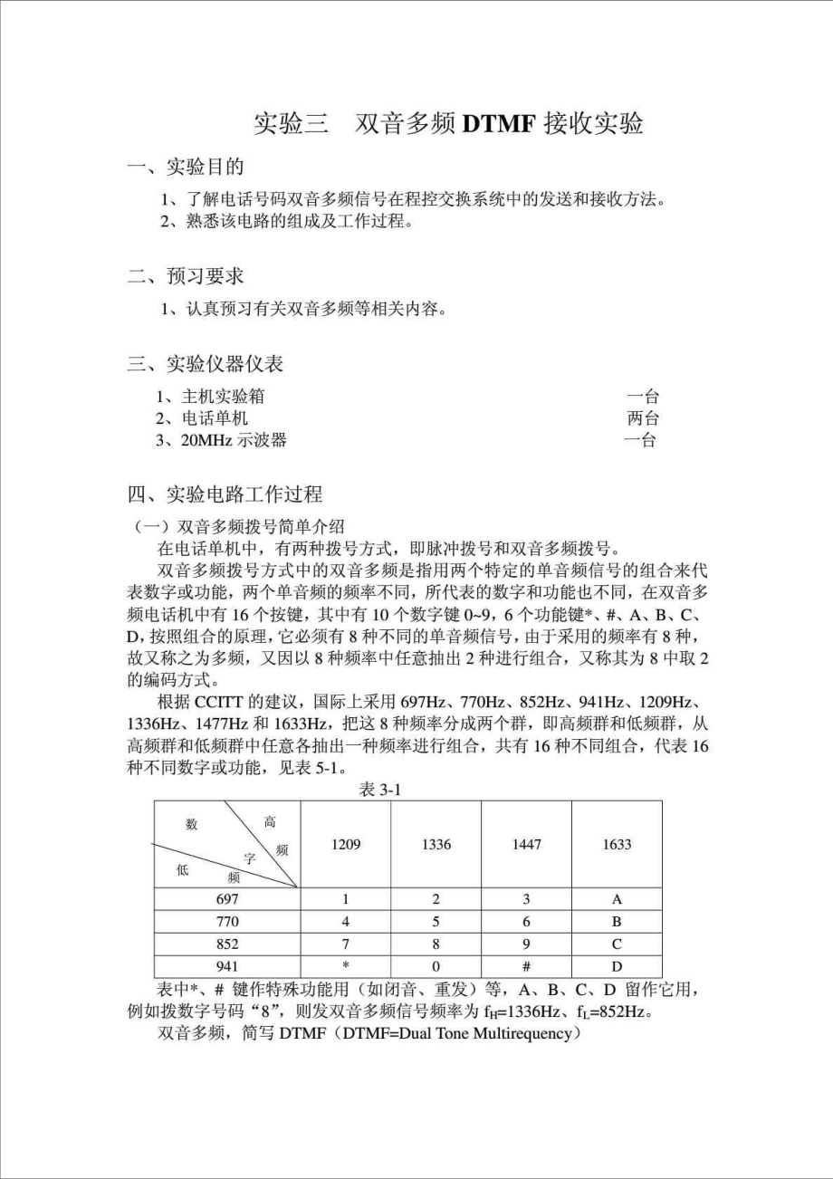 实验三 双音多频DTMF接收实验.doc_第2页