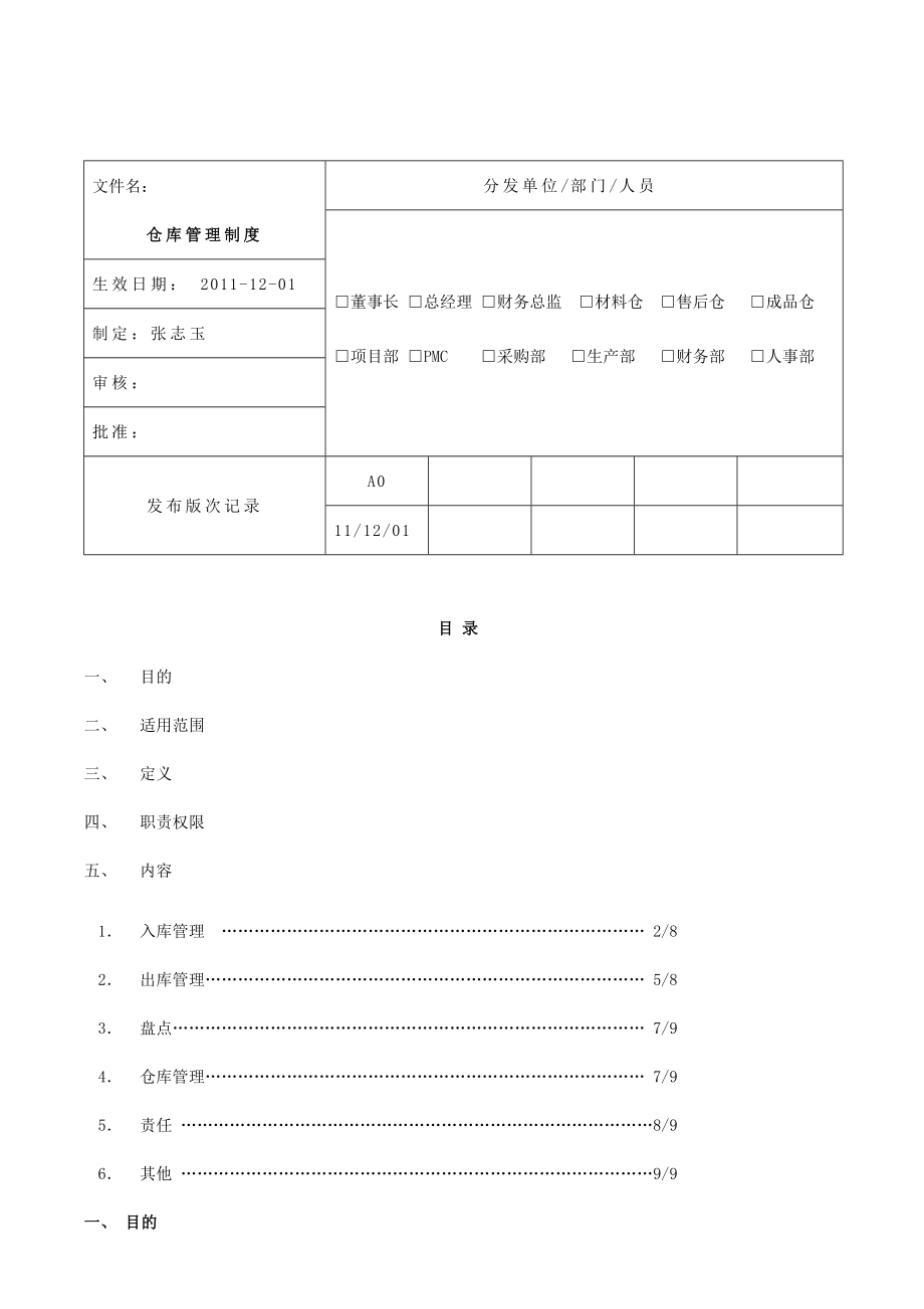 通讯设备有限公司仓库管理制度.doc_第1页