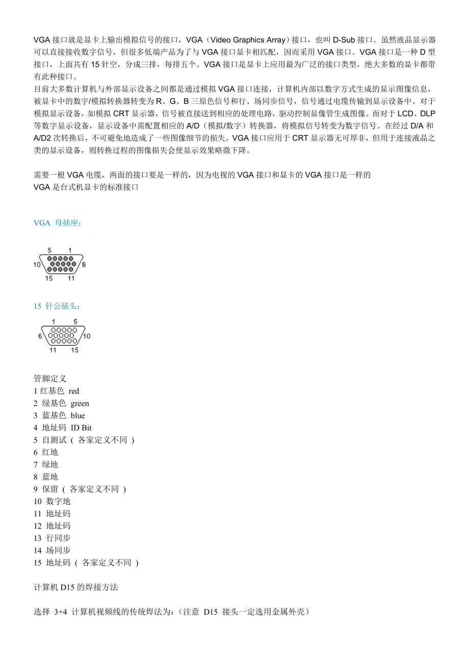 VGA信号线接线图详解及不同接口介绍.doc_第1页