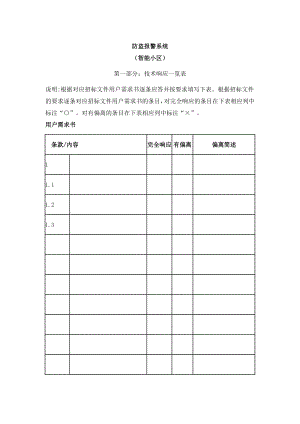 防盗报警系统技术响应一览表.doc