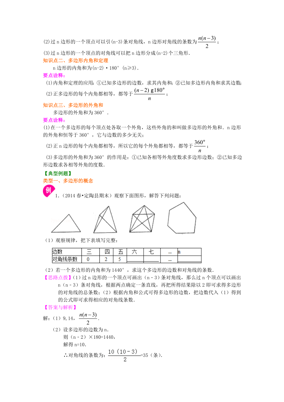 新人教版八年级上册数学多边形（提高）知识点整理及重点题型梳理.doc_第2页