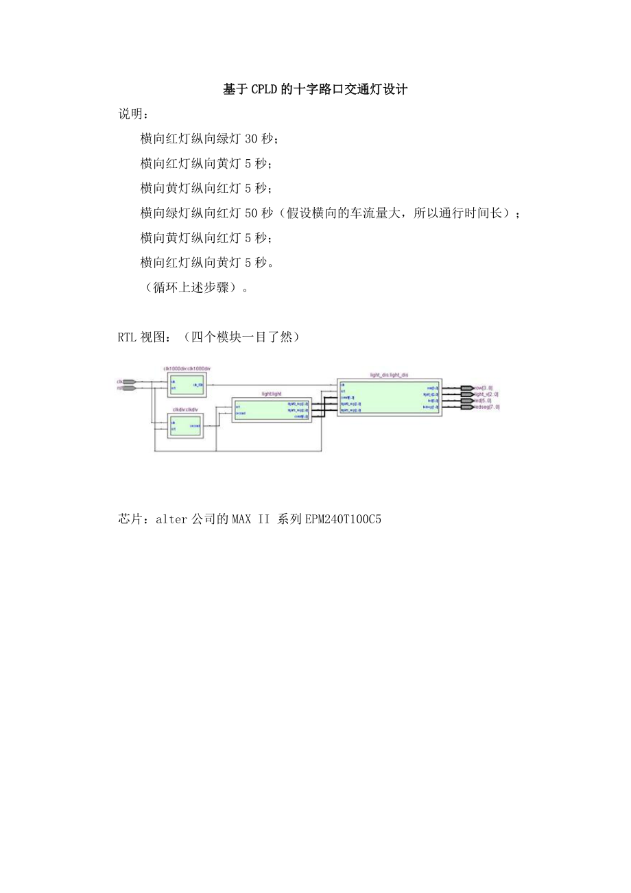 885191354基于CPLD的十字路口交通灯设计程序.doc_第1页