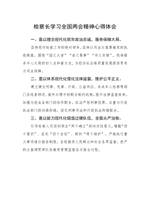 检察长学习全国两会精神心得体会.docx