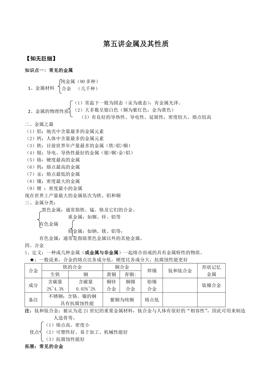 初三化学金属及其性质资料.doc_第1页