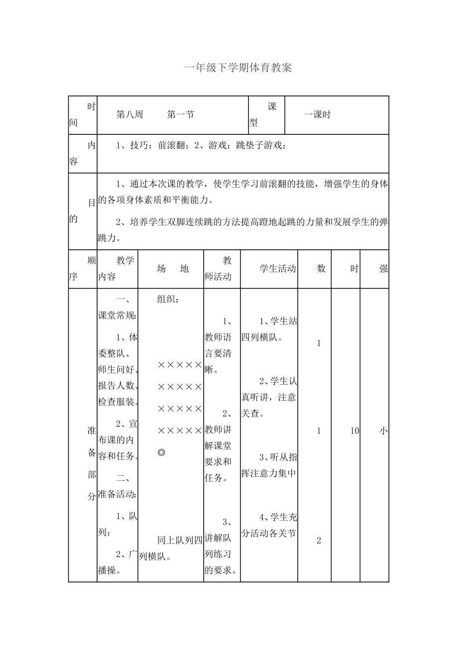 小学一年级下学期体育教案(全册精编).doc_第1页