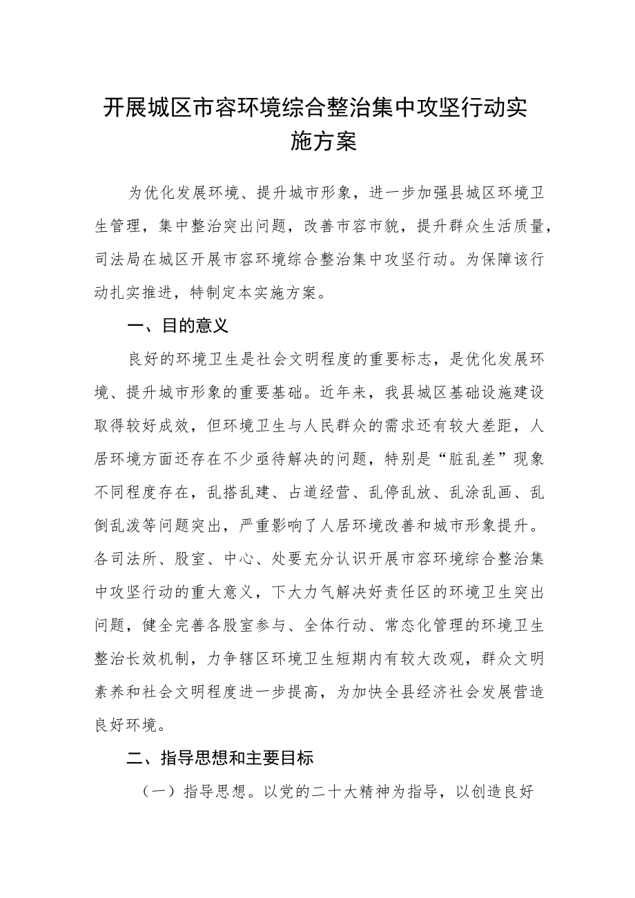 开展城区市容环境综合整治集中攻坚行动实施方案.docx_第1页