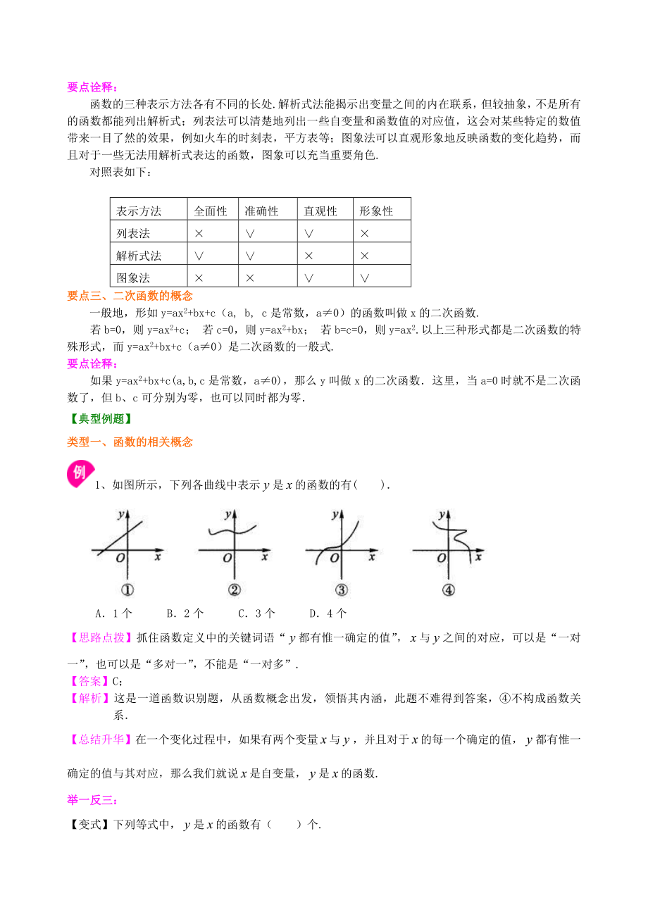 北师大版九年级下册数学[二次函数的概念—知识点整理及重点题型梳理](基础).doc_第2页