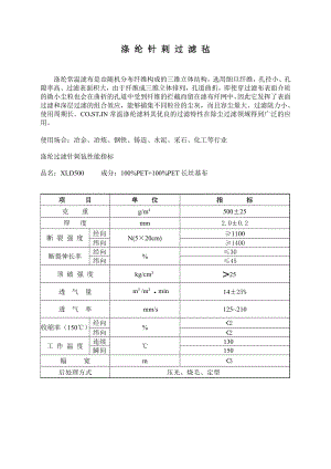 各种针刺过滤毡全参数指标.doc