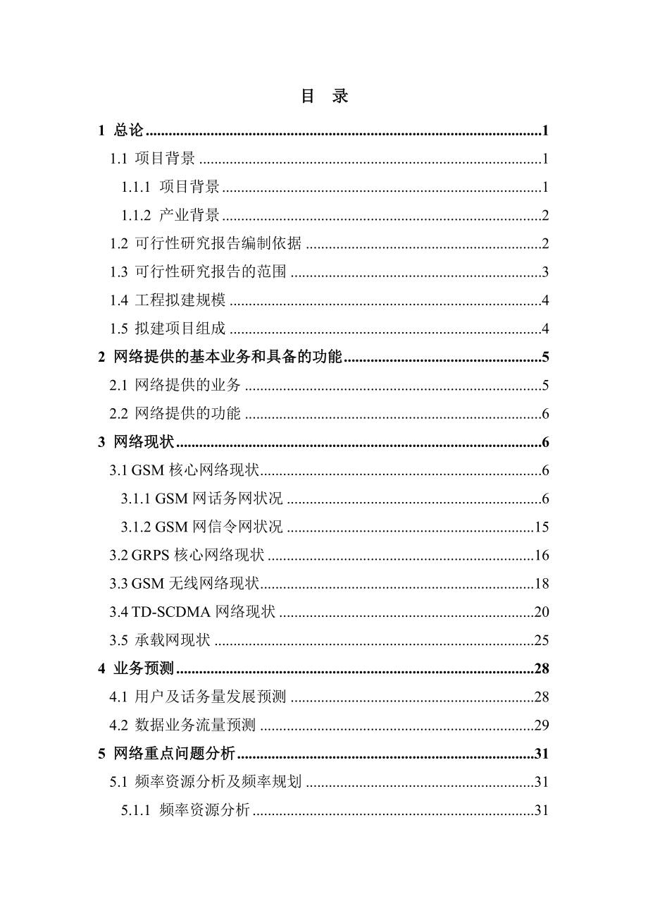 上海3G(TDSCDMA)网络工程建设项目可行性研究报告（203页）.doc_第1页