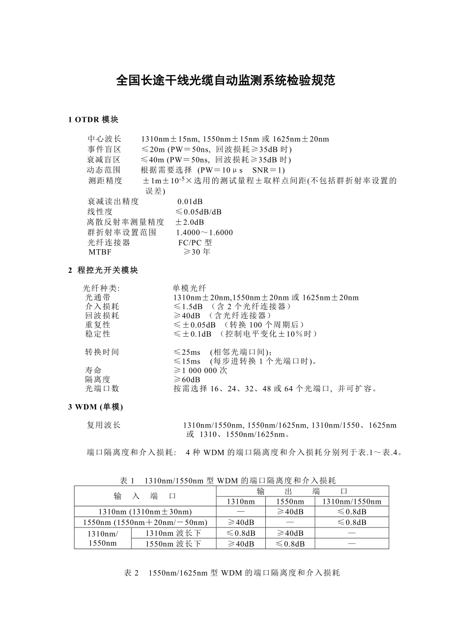 全国长途干线光缆自动监测系统检验规范.doc_第1页