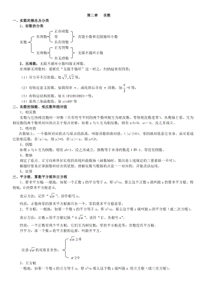 北师大版八年级上册数学第二章实数知识点总结及经典习题(无答案).doc