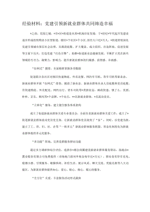 经验材料：党建引领新就业群体共同缔造幸福.docx