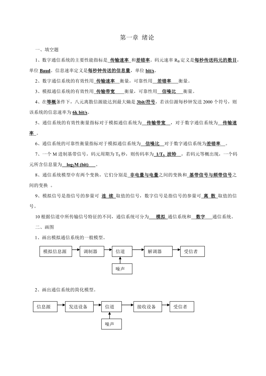 通信原理习题库（含答案）（精品） .doc_第1页