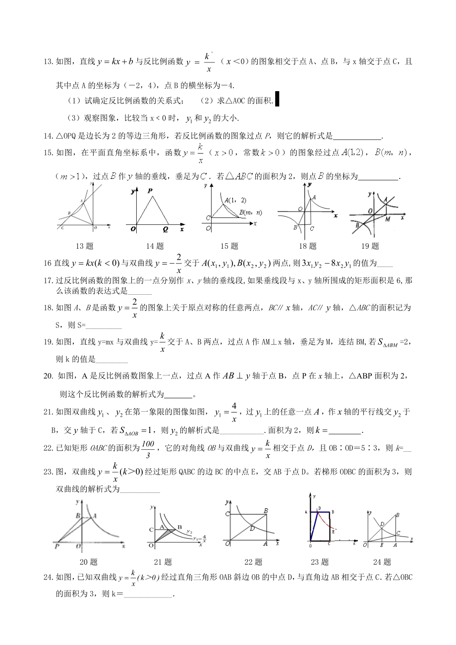 反比例函数基础+提高+中考经典练习题.doc_第2页