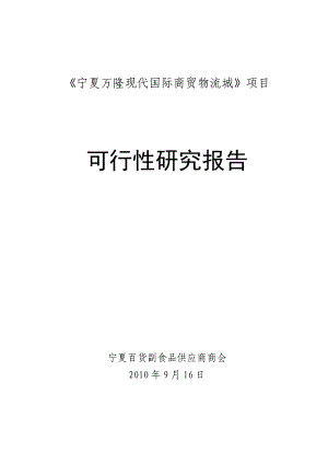 宁夏万隆现代国际商贸物流城可行性研究报告.doc