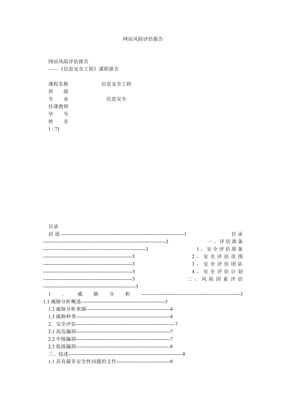 网站风险评估报告.doc_第1页