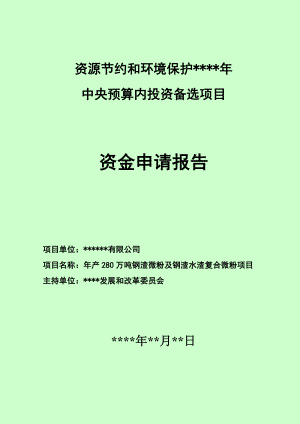 中央预算内投资备选项目资金申请报告.doc