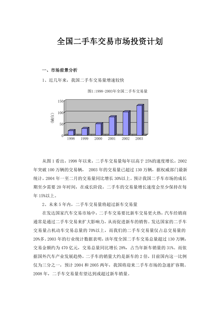 全国二手车交易市场投资计划.doc_第1页